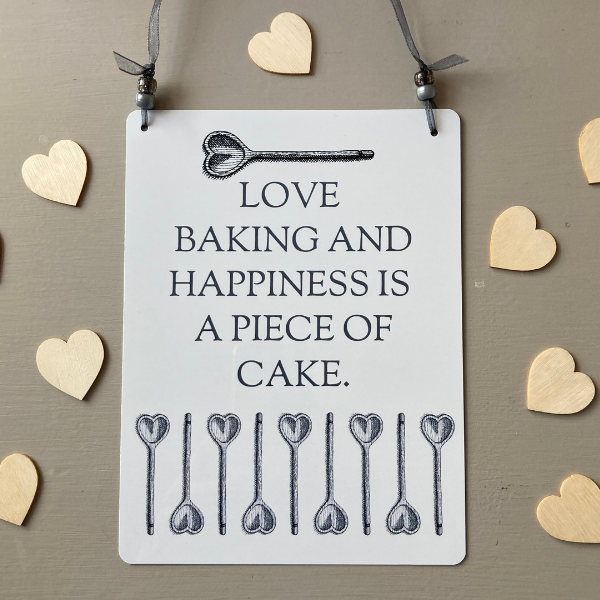 'Happy Thoughts' Metal Sign. Love Baking